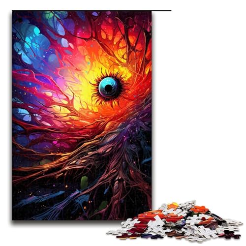 1000-teiliges Puzzle für Erwachsene farbenfrohes psychedelisches Spinnennest-Spiel ganze Familie 1000 Teile (75 x 50 cm) von ouynngjing