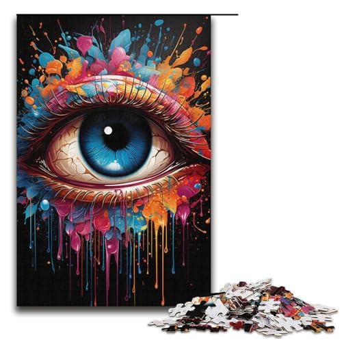 1000-teiliges Puzzle für Erwachsene farbige Fantasieaugen Holzpuzzle Lernspiel für Erwachsene Herausforderungsspielzeug 1000 Teile (38 x 26 cm) von ouynngjing