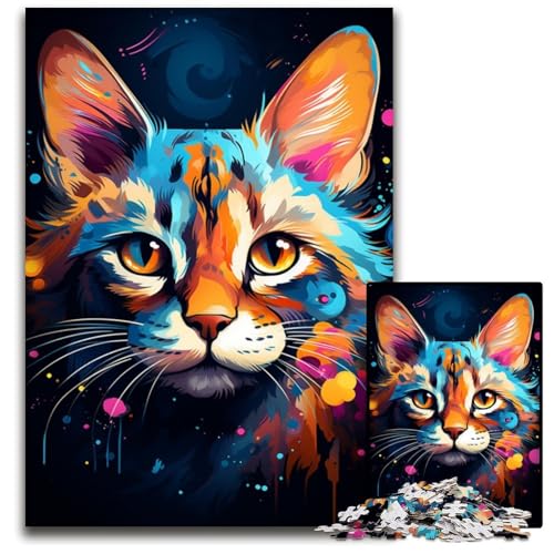 1000-teiliges Puzzle für Erwachsene geheimnisvolle Savannenkatze Papierpuzzle für Erwachsene Denkspiel für Teenager und Familieninteraktion 1000 Teile (38x26cm) von ouynngjing