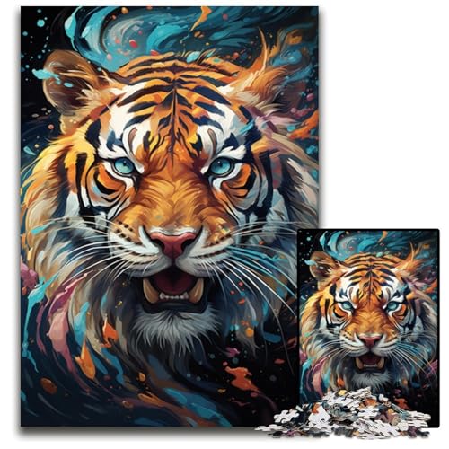 1000-teiliges Puzzle für Erwachsene geheimnisvolles Gemälde Tiger Papierpuzzle für Erwachsene Denkspiel für Teenager und Familieninteraktion 1000 Teile (38x26cm) von ouynngjing