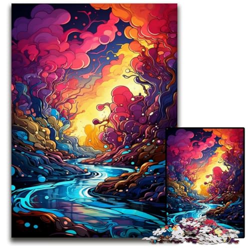 1000-teiliges Puzzle für Erwachsene psychedelische Farbkunst-Puzzles anspruchsvolles Denkspiel entspannendes Spielzeug für Teenager 1000 Teile (75x50cm) von ouynngjing
