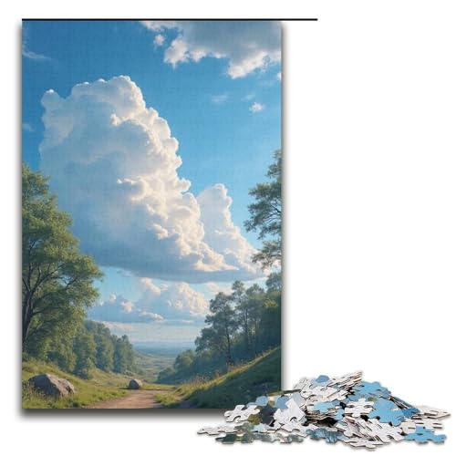1000-teiliges Puzzle für Erwachsene weiße Wolken grüne Berge und klares Wasser Puzzles für Erwachsene Holzpuzzle anspruchsvolles Spiel 1000 Teile (38 x 26 cm) von ouynngjing