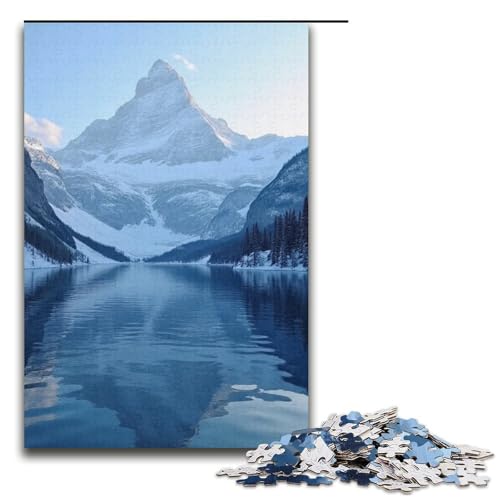 1000-teiliges Puzzle für Erwachsene. Der Blaue See spiegelt die schneebedeckten Berge wider. Holzpuzzle für Erwachsene und Kinder. Stressabbau-Tool. 1000 Teile (38 x 26 cm) von ouynngjing
