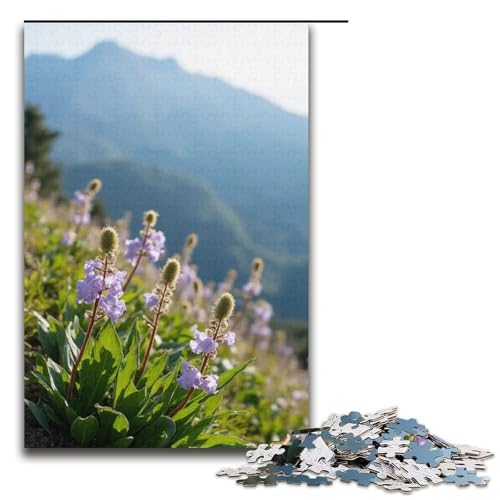 1000-teiliges Puzzle für Erwachsene. Wildblumen blühen hartnäckig am Fuße der schneebedeckten Berge. Puzzle Mitmachspiel 1000 Teile (38 x 26 cm) von ouynngjing