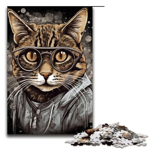 1000-teiliges Puzzle im Gemälde-Stil mit modischer Katze, Geschenk-Puzzle für Erwachsene, Weihnachtswunschliste mit Weihnachtsmann für Teenager ab 14 Jahren, 1000 Teile von ouynngjing