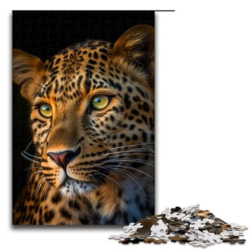 1000-teiliges Puzzle mit Leopardenporträts, Puzzle für Erwachsene, Holzpuzzle, anspruchsvolles Spiel, 1000 Teile von ouynngjing