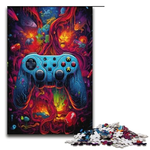 1000 teiliges Puzzle mit Neon Game Controller Holzpuzzle für Erwachsene und Kinder pädagogisches Spielzeug zum Stressabbau Puzzle 1000 Teile (38 x 26 cm) von ouynngjing