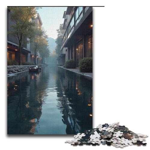 1000-teiliges Puzzle mit Reflexionskarte Holzpuzzle für Erwachsene und Kinder pädagogisches Spielzeug zum Stressabbau Puzzle 1000 Teile (38 x 26 cm) von ouynngjing