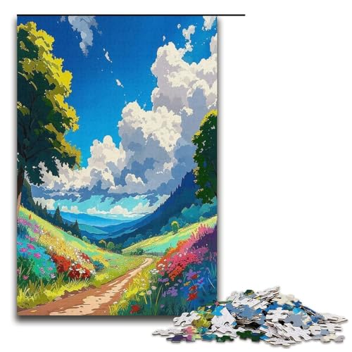 1000 teiliges Puzzle mit Sommerlandschaft für Erwachsene Holzpuzzle anspruchsvolles Spiel 1000 Teile (38 x 26 cm) von ouynngjing