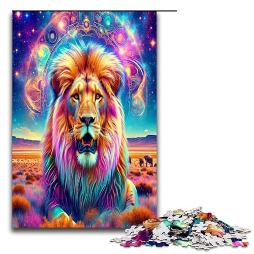 1000 teiliges Puzzle mit Sternenlöwe für Erwachsene Holzpuzzle anspruchsvolles Spiel 1000 Teile (75 x 50 cm) von ouynngjing