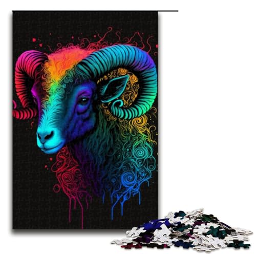 1000 teiliges Puzzle mit Ziegenmotiv für Erwachsene anspruchsvolles Holzpuzzle 1000 Teile (75 x 50 cm) von ouynngjing