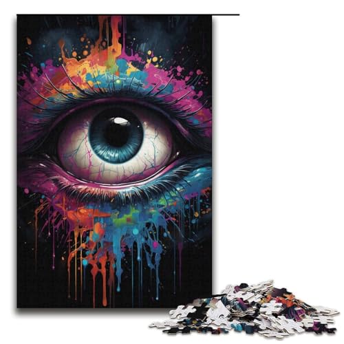 1000-teiliges Puzzle mit bunten Fantasieaugen für Erwachsene Holzpuzzle Familienspiele 1000 Teile (38 x 26 cm) von ouynngjing