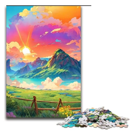 1000-teiliges Puzzle mit bunten Wolken und Bergen, Geschenke, Puzzle für Erwachsene, Weihnachtswunschliste mit Weihnachtsmann für Teenager ab 14 Jahren, 1000 Teile von ouynngjing
