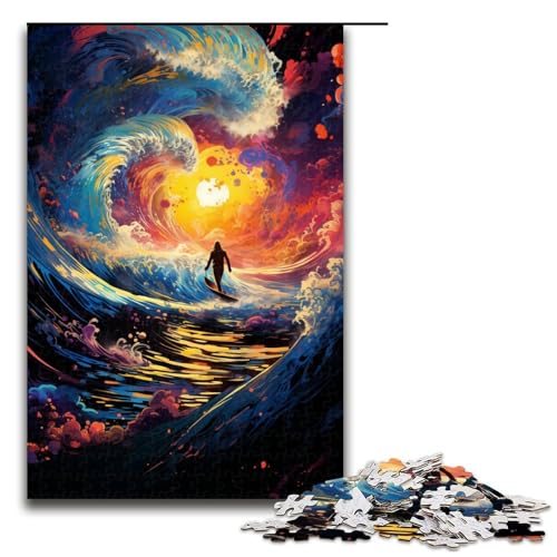 1000-teiliges Puzzle mit farbenfrohen Fantasie-Sonnenuntergangswellen für Erwachsene unmögliches Puzzle zum Stressabbau für Teenager ab 14 Jahren 1000 Teile (75 x 50 cm) von ouynngjing
