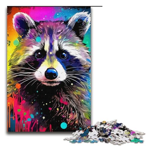 1000-teiliges Puzzle mit psychedelischem Tier-Waschbär-Puzzle, Holzpuzzle, Lernspiele, Heimdekoration, 300 Teile 1000-teiliges Puzzle mit psychedelischem Tier-Waschbär-Puzzle, Holzpuzzle, Lernspiele, Heimdekoration, 300 Teile von ouynngjing