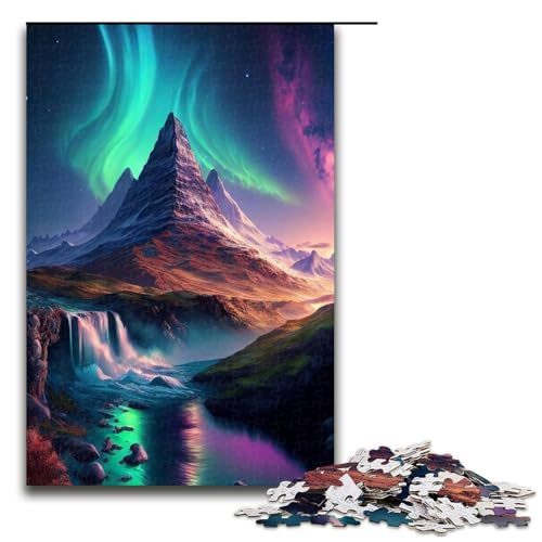1000-teiliges Puzzle mit verschneiten Bergen und Aurora-Motiven, Geschenk-Puzzle für Erwachsene, Weihnachtswunschliste mit Weihnachtsmann für Teenager ab 14 Jahren, 1000 Teile von ouynngjing