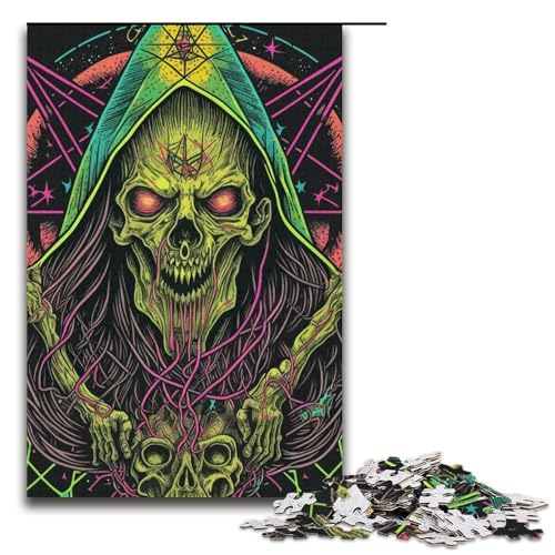 1000 teiliges Puzzle psychedelisches Skelett Puzzle für Erwachsene Holzpuzzle anspruchsvolles Spiel 1000 Teile (38 x 26 cm) von ouynngjing