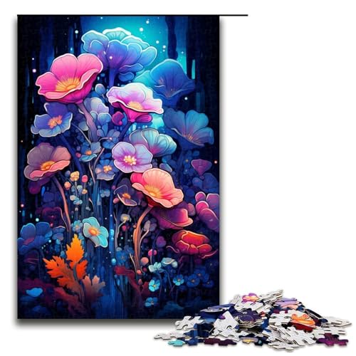 1000-teiliges Puzzle schöne Blaue Blume für Erwachsene Holzpuzzle anspruchsvolles Spiel 1000 Teile (75 x 50 cm) von ouynngjing