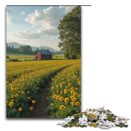 1000-teiliges Puzzle schöne Sonnenblume für Erwachsene und Kinder Holzpuzzle pädagogisches Spielzeug zum Stressabbau Puzzle 1000 Teile (38 x 26 cm) von ouynngjing