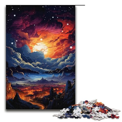 1000-teiliges Puzzle wunderschöne Fantasielandschaft Holzpuzzle für Erwachsene und Kinder pädagogisches Spielzeug zum Stressabbau Puzzle 1000 Teile (38 x 26 cm) von ouynngjing
