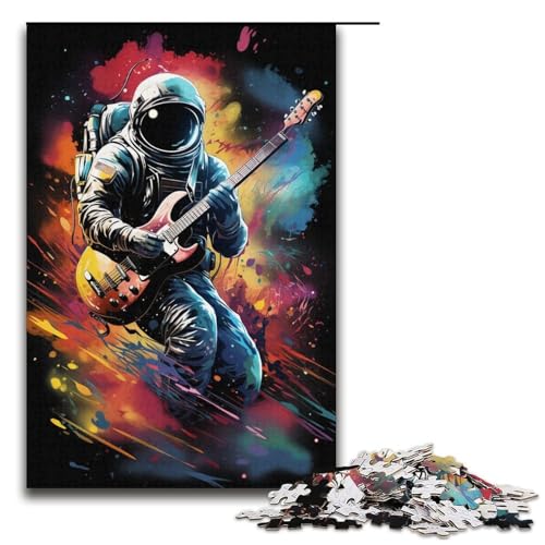 1000-teiliges Puzzlespiel „Astronaut spielt Gitarre Puzzle für Erwachsene geeignet für Paare und Teenager ab 14 Jahren 1000 Teile (38 x 26 cm) von ouynngjing