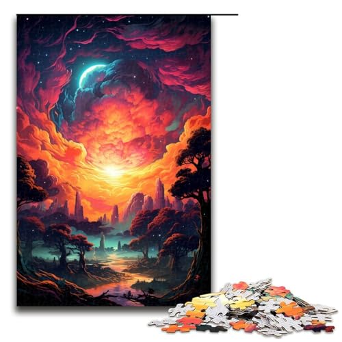 1000-teiliges Puzzlespiel „Bunte Fantasielandschaft“ für Erwachsene geeignet für Paare und Teenager ab 14 Jahren 1000 Teile (75 x 50 cm) von ouynngjing