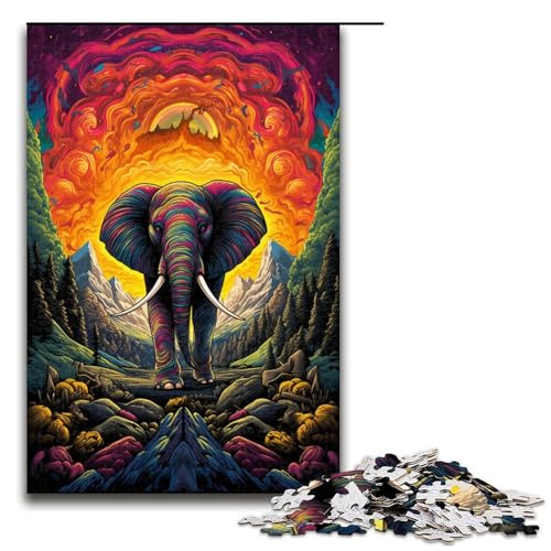1000-teiliges Puzzlespiel mit Buntem Elefantenmotiv Puzzle für Erwachsene geeignet für Paare und Teenager ab 14 Jahren 1000 Teile (75 x 50 cm) von ouynngjing