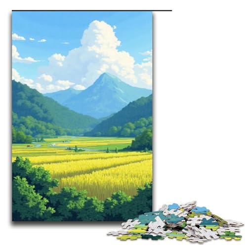 1000-teiliges Reisfelder-Puzzle für Kinder Holzpuzzle Heimkunst-Dekor 1000 Teile (75 x 50 cm) von ouynngjing