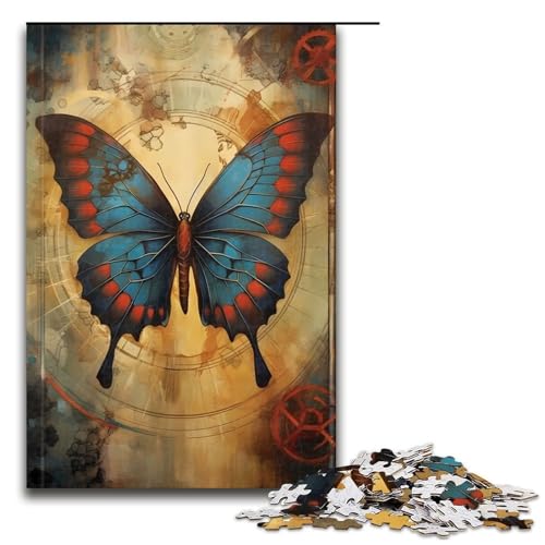 1000 teiliges Schmetterlings Vintage Puzzle für Erwachsene Holzpuzzle Familienspiele 1000 Teile (75 x 50 cm) von ouynngjing