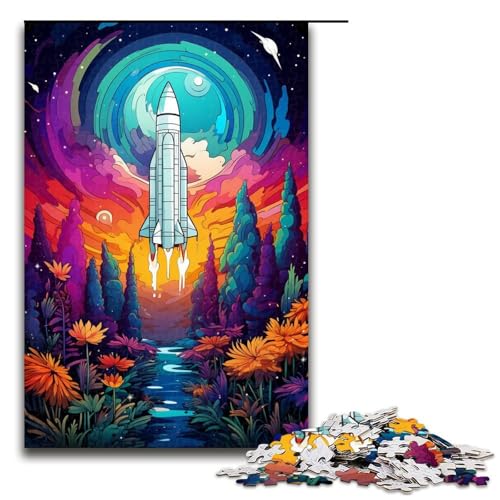 1000-teiliges brillantes Raketenpuzzle für Kinder Holzpuzzle Heimkunstdekor 1000 Teile (75 x 50 cm) von ouynngjing