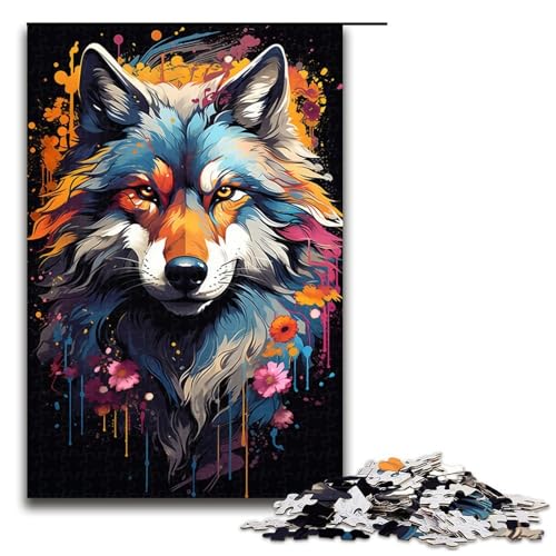 1000-teiliges buntes Fantasy-Wolf-Puzzle für Kinder Holzpuzzle Heimkunstdekor 1000 PCS (75 x 50 cm) von ouynngjing