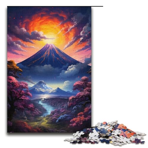 1000-teiliges buntes Mount Fuji-Puzzle Geschenk-Puzzle für Erwachsene Weihnachtswunschliste mit Weihnachtsmann für Teenager ab 14 Jahren 1000 Teile (38 x 26 cm) von ouynngjing