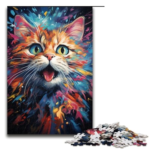 1000-teiliges buntes magisches Katzenpuzzle für Erwachsene Holzpuzzle Familienspiele 1000 Teile (75 x 50 cm) von ouynngjing