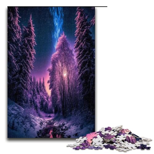 1000 teiliges lila Nachtleuchtpuzzle für Erwachsene Holzpuzzle Familienspiele 1000 Teile (75 x 50 cm) von ouynngjing