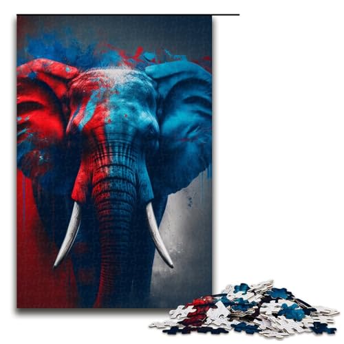 1000teiliges ElefantenGraffitiPuzzle für Kinder Holzpuzzle HeimkunstDekor 1000 Teile (75 x 50 cm) von ouynngjing