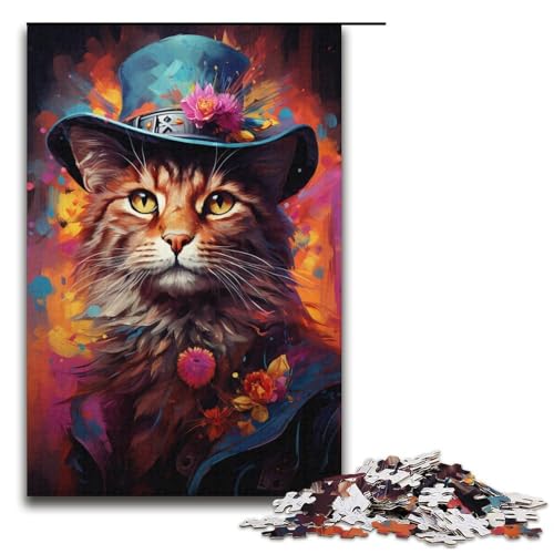 1000teiliges GemäldeKatzenPuzzle für Erwachsene unmögliches Puzzle zum Stressabbau für Teenager ab 14 Jahren 1000 Teile (38 x 26 cm) von ouynngjing