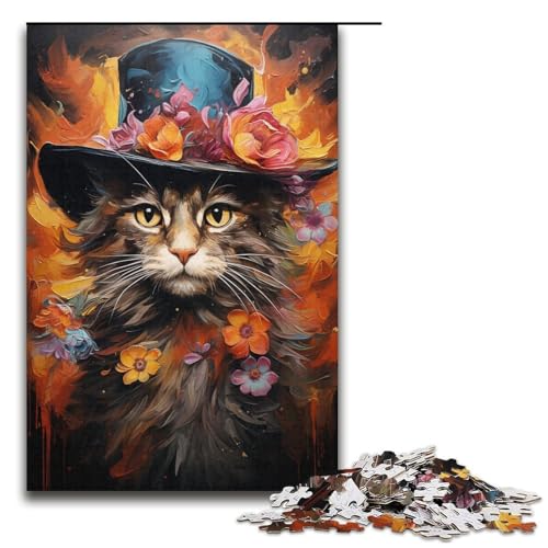 1000teiliges GemäldeKatzenPuzzle für Erwachsene unmögliches Puzzle zum Stressabbau für Teenager ab 14 Jahren 1000 Teile (38 x 26 cm) von ouynngjing