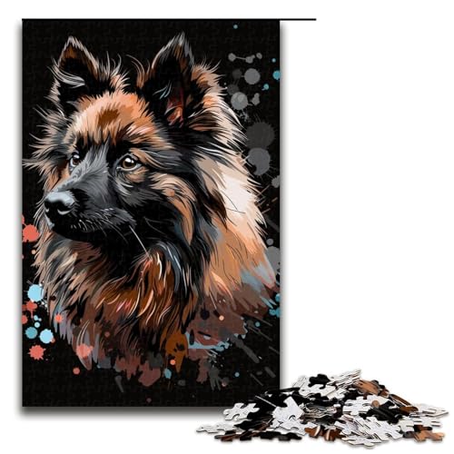 1000teiliges KeeshondHundeKunstpuzzle für Erwachsene Holzpuzzle Familienspiele 1000 Teile (75 x 50 cm) von ouynngjing