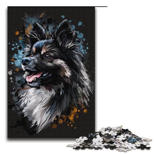 1000teiliges KeeshondHundeKunstpuzzle für Erwachsene unmögliches Puzzle zum Stressabbau für Teenager ab 14 Jahren 1000 Teile (38 x 26 cm) von ouynngjing