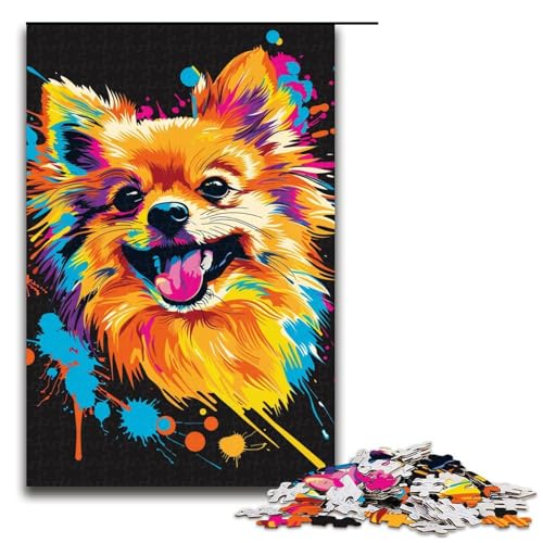 1000teiliges Kunstpuzzle mit Zwergspitz für Erwachsene unmögliches Puzzle zum Stressabbau für Teenager ab 14 Jahren 1000 Teile (75 x 50 cm) von ouynngjing