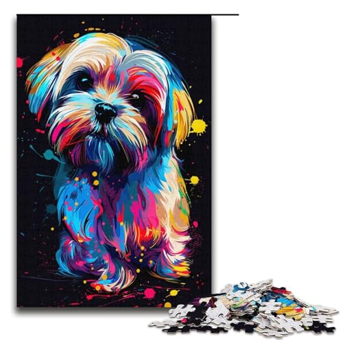 1000teiliges MalteserHundeKunstpuzzle für Erwachsene unmögliches Puzzle zum Stressabbau für Teenager ab 14 Jahren 1000 Teile (38 x 26 cm) von ouynngjing