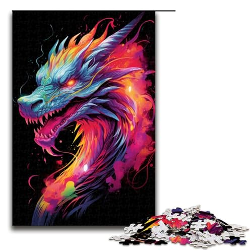 1000teiliges NeonArtDrachenPuzzle für Erwachsene Holzpuzzle Familienspiele 1000 Teile (75 x 50 cm) von ouynngjing