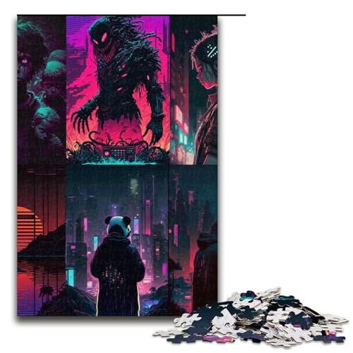 1000teiliges NeonLandschaftsPuzzlespiel Puzzle für Erwachsene geeignet für Paare und Teenager ab 14 Jahren 1000 PCS (75 x 50 cm) von ouynngjing