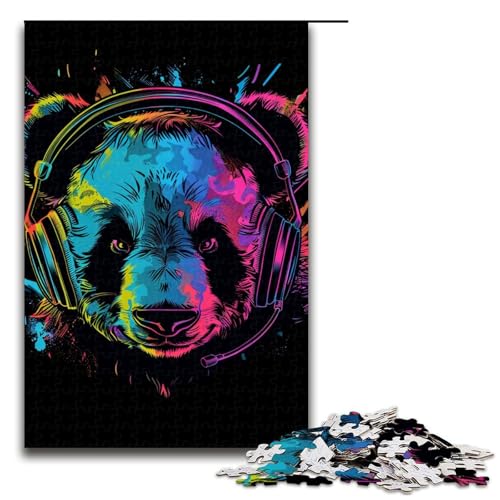 1000teiliges PandaPuzzle mit Kopfhörern für Erwachsene unmögliches Puzzle zum Stressabbau für Teenager ab 14 Jahren 1000 Teile (75 x 50 cm) von ouynngjing