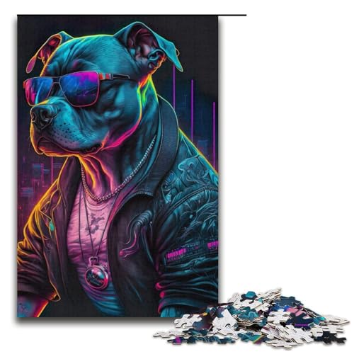 1000teiliges PitbullPuzzle Holzpuzzle Lernspiele Heimdekoration 1000 Teile (38 x 26 cm) von ouynngjing