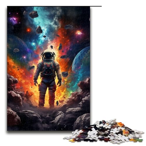 1000teiliges Puzzle „Astronaut auf Buntem Planeten Holzpuzzle für Erwachsene und Kinder pädagogisches Spielzeug zum Stressabbau Puzzle 1000 Teile (75 x 50 cm) von ouynngjing