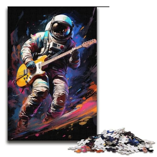 1000teiliges Puzzle „Astronaut spielt Gitarre Geschenke Puzzle für Erwachsene Weihnachtswunschliste mit Weihnachtsmann für Teenager ab 14 Jahren 1000 Teile (38 x 26 cm) von ouynngjing