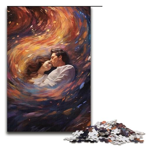 1000teiliges Puzzle „EIN Paar liegt in einem leuchtenden Wirbel für Erwachsene und Kinder Holzpuzzle pädagogisches Spielzeug zum Stressabbau Puzzle 1000 Teile (38 x 26 cm) von ouynngjing