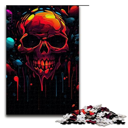 1000teiliges Puzzle „Funky Dark Skull“ Holzpuzzle Lernspiele Heimdekoration 1000 Teile (75 x 50 cm) von ouynngjing
