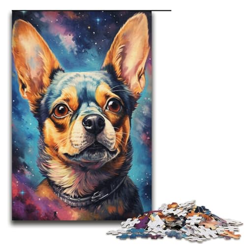 1000teiliges Puzzle „GalaxieChihuahua“ Holzpuzzle Lernspiele Heimdekoration 1000 Teile (38 x 26 cm) von ouynngjing